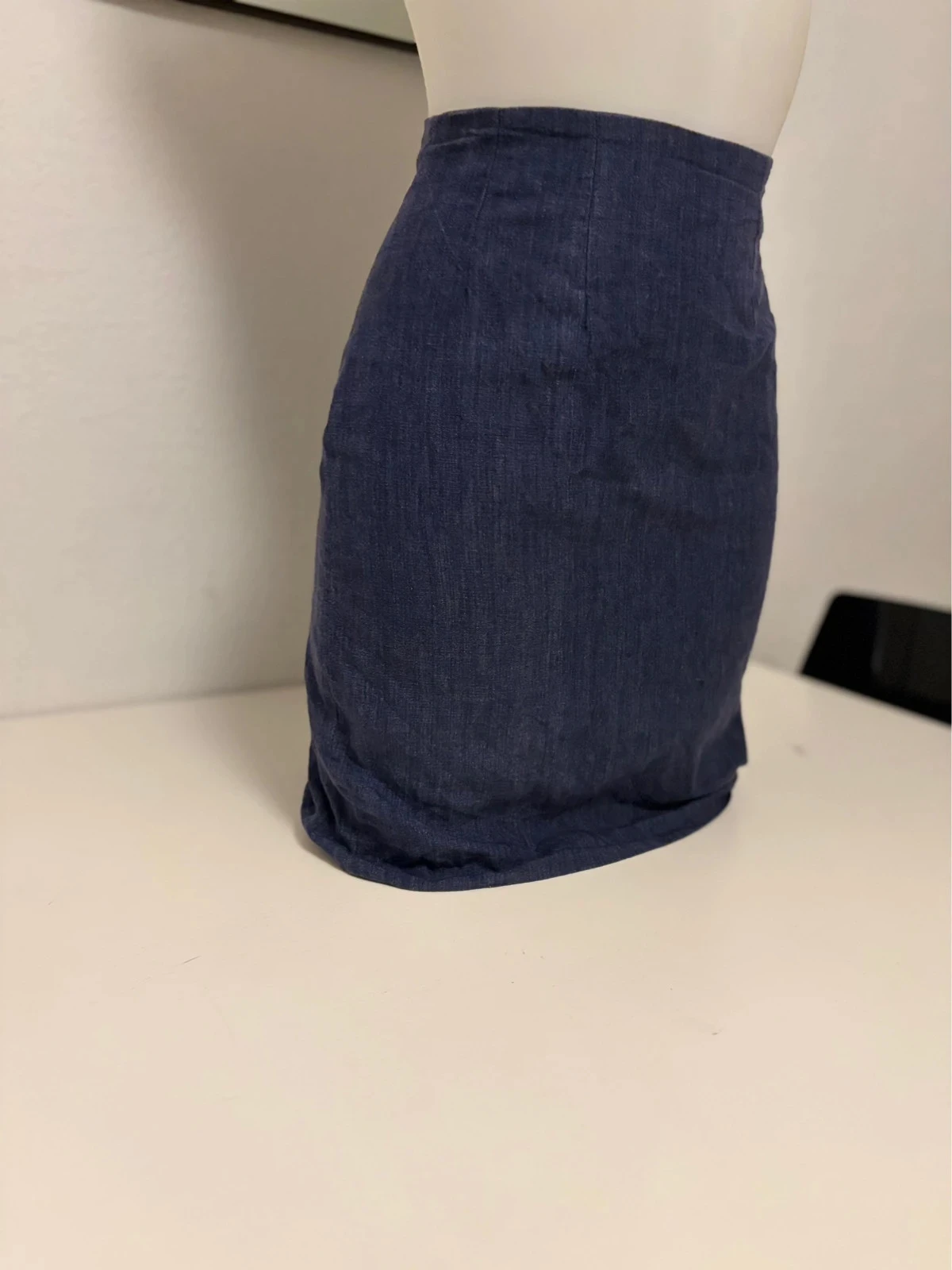 🌸 Navy blue linen straight skirt Clémentucci Paris – Size 36 – Made in France – photo 3